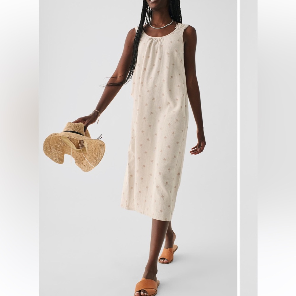 Faherty Tie Strap Organic Cotton Shift Dress